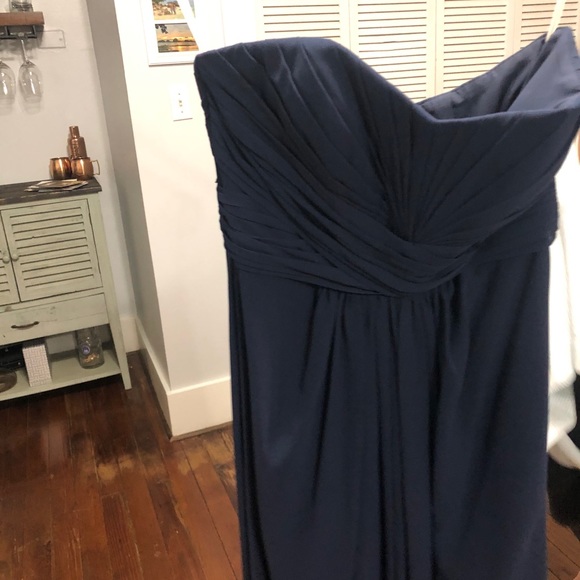 Blue Strapless Bridesmaid Dress - Picture 6 of 9